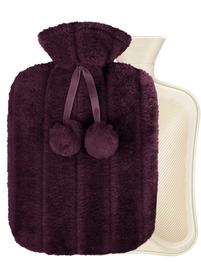 Hot Water Bottle with Soft Cover, Large Hot Water Bag for Hot and Cold Compress Hand Feet Warmer Ideal for Menstrual Cramps Neck Shoulder Pain Relief Fluffy Bed Bottle for Children Adults (2L) - Image 2