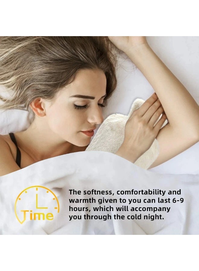 Hot Water Bottle with Soft Cover, Large Hot Water Bag for Hot and Cold Compress Hand Feet Warmer Ideal for Menstrual Cramps Neck Shoulder Pain Relief Fluffy Bed Bottle for Children Adults (2L) - Image 3