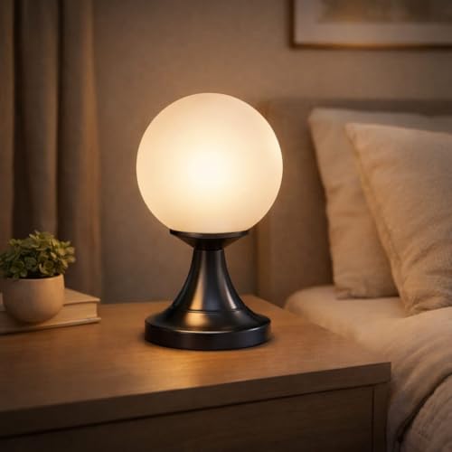 tu casa Modern Metal Table Lamp | Glass Shade Bedside & Desk Lamp for Bedroom Living Room Study Office | Stylish Home Décor Lighting & Gifting - Image 2
