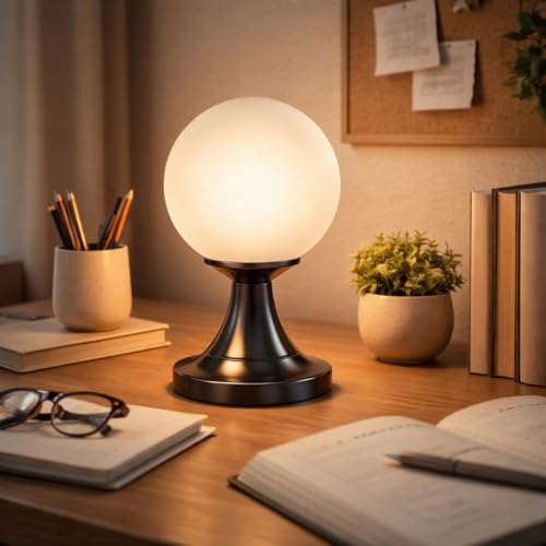 tu casa Modern Metal Table Lamp | Glass Shade Bedside & Desk Lamp for Bedroom Living Room Study Office | Stylish Home Décor Lighting & Gifting - Image 1