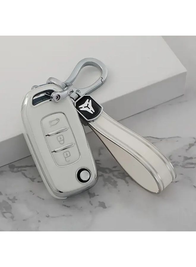 White TPU Car Key Cover For Renault Models Soft Durable Protective Case - Image 5