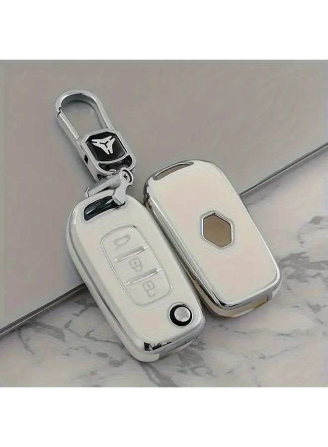 White TPU Car Key Cover For Renault Models Soft Durable Protective Case - Image 1