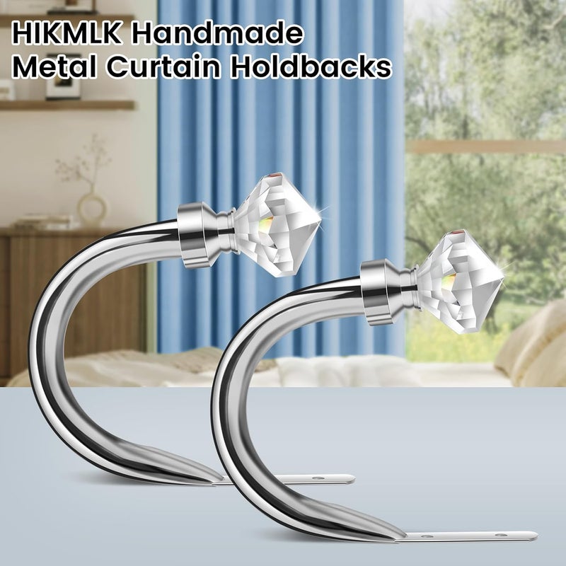 HIKMLK Crystal Curtain Holdbacks 2pcs, Metal Curtain Tieback Pull Back for Wall, Heavy Duty Side Holders Tie Backs for Drapes Drapery Window Home Decoration - Image 3