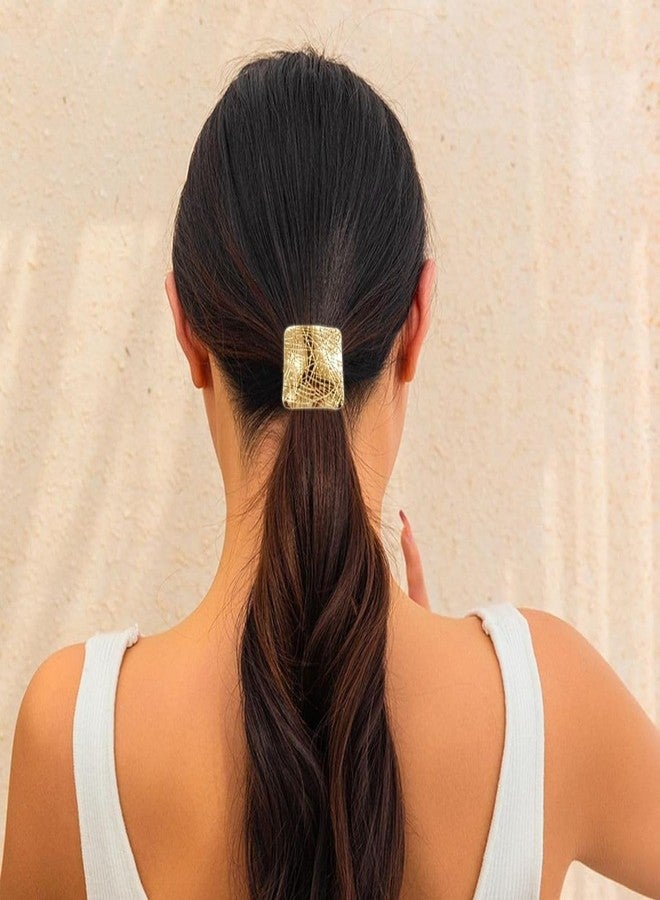 Radhya Accessories 2 pcs Statement Ponyholders for Women Hairties for Girls Metal Hair Ties Ponytail Hair Cuff, Women's Double Arch Ponytail Hair Tie, Simple Metal Fashion Ellipse Elastic Hair Bands, Versatile Cool Style Geometric Retro (design 2) - Image 5