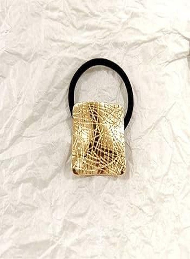 Radhya Accessories 2 pcs Statement Ponyholders for Women Hairties for Girls Metal Hair Ties Ponytail Hair Cuff, Women's Double Arch Ponytail Hair Tie, Simple Metal Fashion Ellipse Elastic Hair Bands, Versatile Cool Style Geometric Retro (design 2) - Image 2