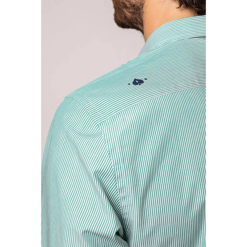Jaqk Tournoi Terence Green Stripe Shirt 100% Organic Cotton