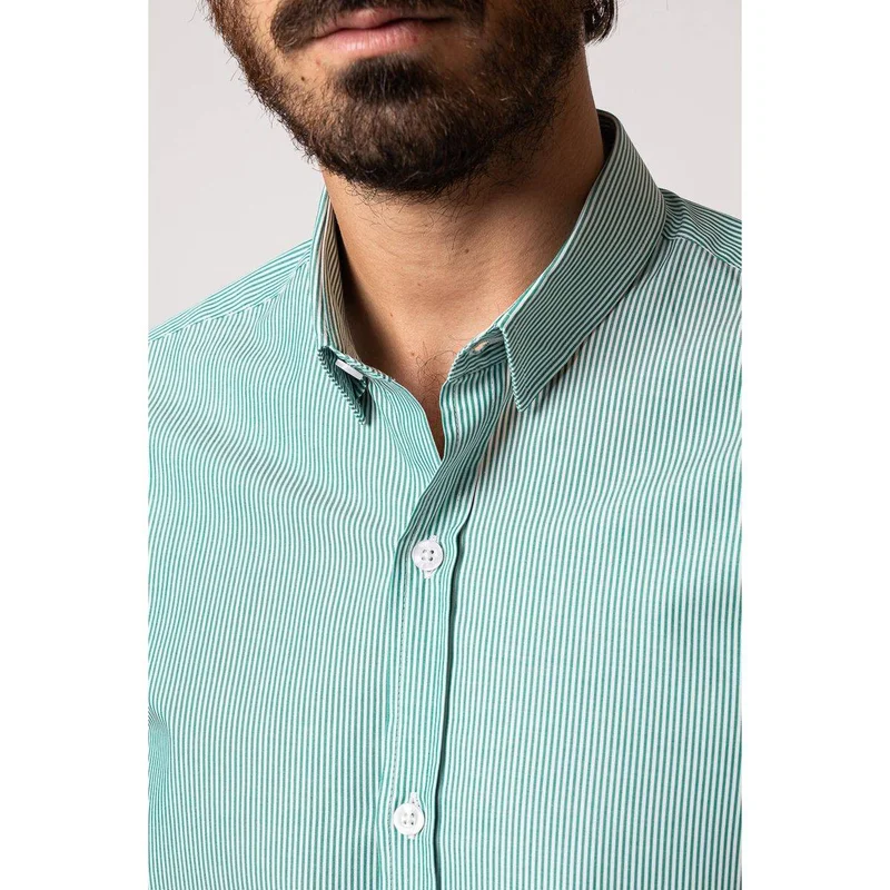 Jaqk Tournoi Terence Green Stripe Shirt 100% Organic Cotton