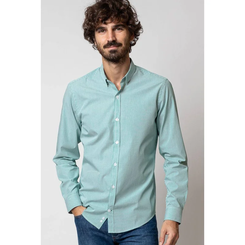 Jaqk Tournoi Terence Green Stripe Shirt 100% Organic Cotton