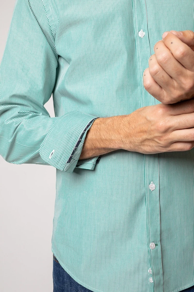 Jaqk Tournoi Terence Green Stripe Shirt 100% Organic Cotton