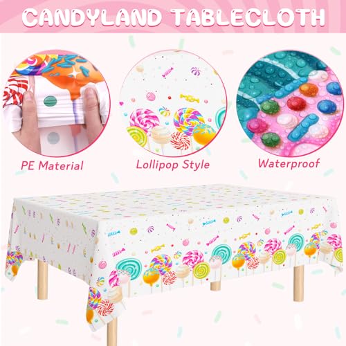 Winrayk 134Pcs Candyland Party Decorations Birthday Supplies Candyland Balloon Arch Backdrop Tablecloth Star Lollipop Foil Balloons Girl Boy Kid Christmas Sweet Candy Themed Birthday Party Decorations - Image 5