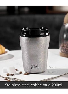 Bincoo Vintage Ceramic-Coated Thermal Travel Mug - 280ml(9.5oz) Double Wall Vacuum Insulated Coffee Tumbler with Dual-Use Lid (Straw/Sip), Leakproof Car Cup, Anti-Slip Silicone Base for Outdoor/Commute  - Image 1