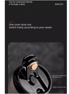 Bincoo Vintage Ceramic-Coated Thermal Travel Mug - 280ml(9.5oz) Double Wall Vacuum Insulated Coffee Tumbler with Dual-Use Lid (Straw/Sip), Leakproof Car Cup, Anti-Slip Silicone Base for Outdoor/Commute  - Image 5