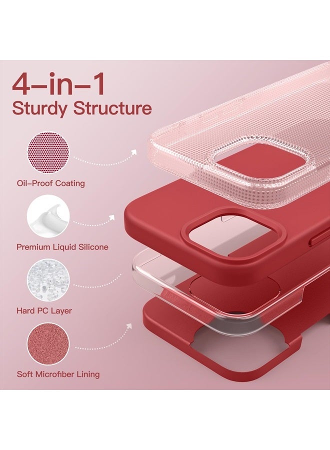 Jetech Silicone Case for iPhone 13 6.1-Inch, Silky-Soft Touch Full-Body Protective Phone Case, Shockproof Cover with Microfiber Lining (Red) - Image 3