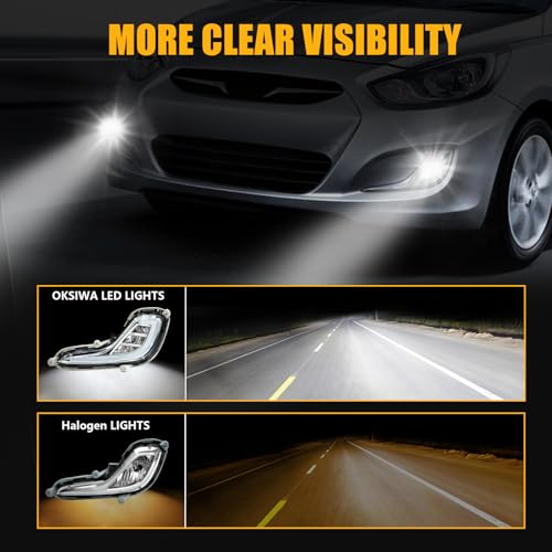 OKSIWA LED Fog Lights with Day Running Light for 2012-2017 Hyundai Accent, White DRL light,Amber Turn Signal,Front Bumper Fog Lamps Replacement with Wiring Harness (LED) - Image 5