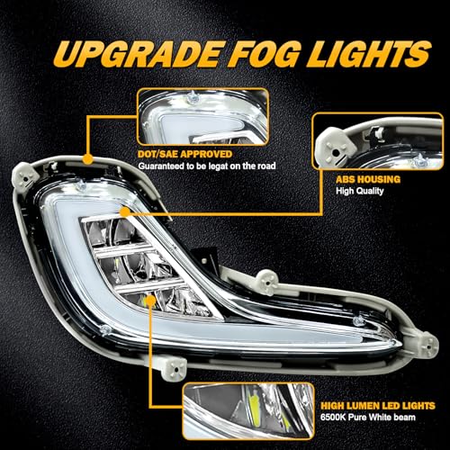OKSIWA LED Fog Lights with Day Running Light for 2012-2017 Hyundai Accent, White DRL light,Amber Turn Signal,Front Bumper Fog Lamps Replacement with Wiring Harness (LED) - Image 3