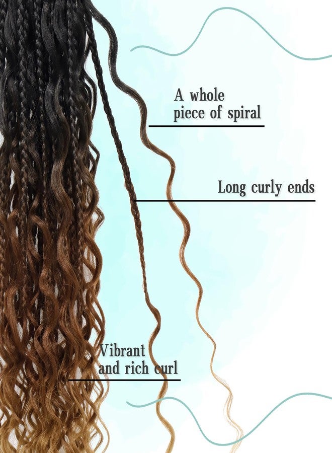 Liyate 7 Packs Goddess Box Braids Crochet Hair 18 Inch 3 Tone Omber Brown and Blonde Boho Crochet Braids with Curly Ends Synthetic Bohemian Braiding Hair Extensions (1B/30/27) - Image 4