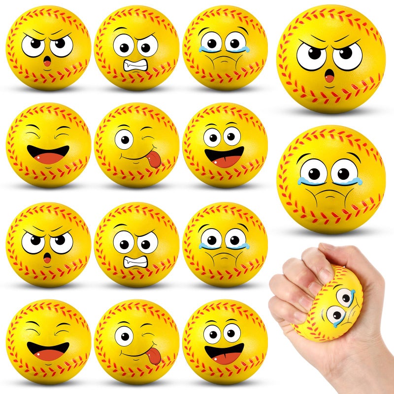 Arrowbash 12 Pcs Small Softball Stress Balls 325 Mini Face Squeeze Foam Balls for Stress and Anxiety Relief and Sport Party Favors Birthday Gift Decoration - Image 3