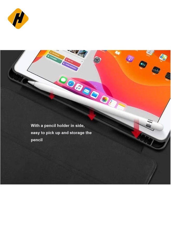 Soft Smart Case with Pencil Holder Foldable Stand Compatible with iPad 10.2 Inch 9th / 8th / 7th Generation 2021/2020 / 2019, iPad Air 3rd Generation, iPad Pro 10.5 Inch (Deep Navy Blue)