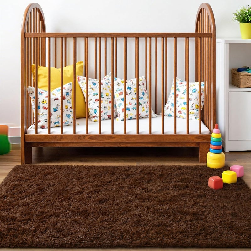 HOMORE Luxury Fluffy Area Rug Modern Shag Rugs for Bedroom Living Room, Super Soft and Comfy Carpet, Cute Carpets for Kids Nursery Girls Home, 3x5 Feet, Brown - Image 3