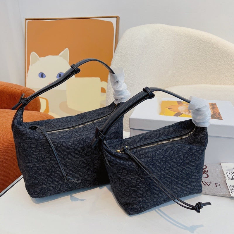 Luojia Cubi Lunch Box Bag Vintage All-Match Lunch Bag Jacquard Embroidered Portable Niche Underarm Women'S Bag - Image 1