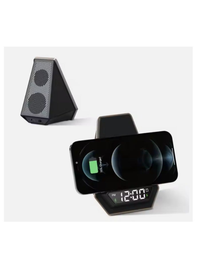 Wireless Charging 15W Radio Alarm Clock Bluetooth Wireless Speaker with LED  - Image 1