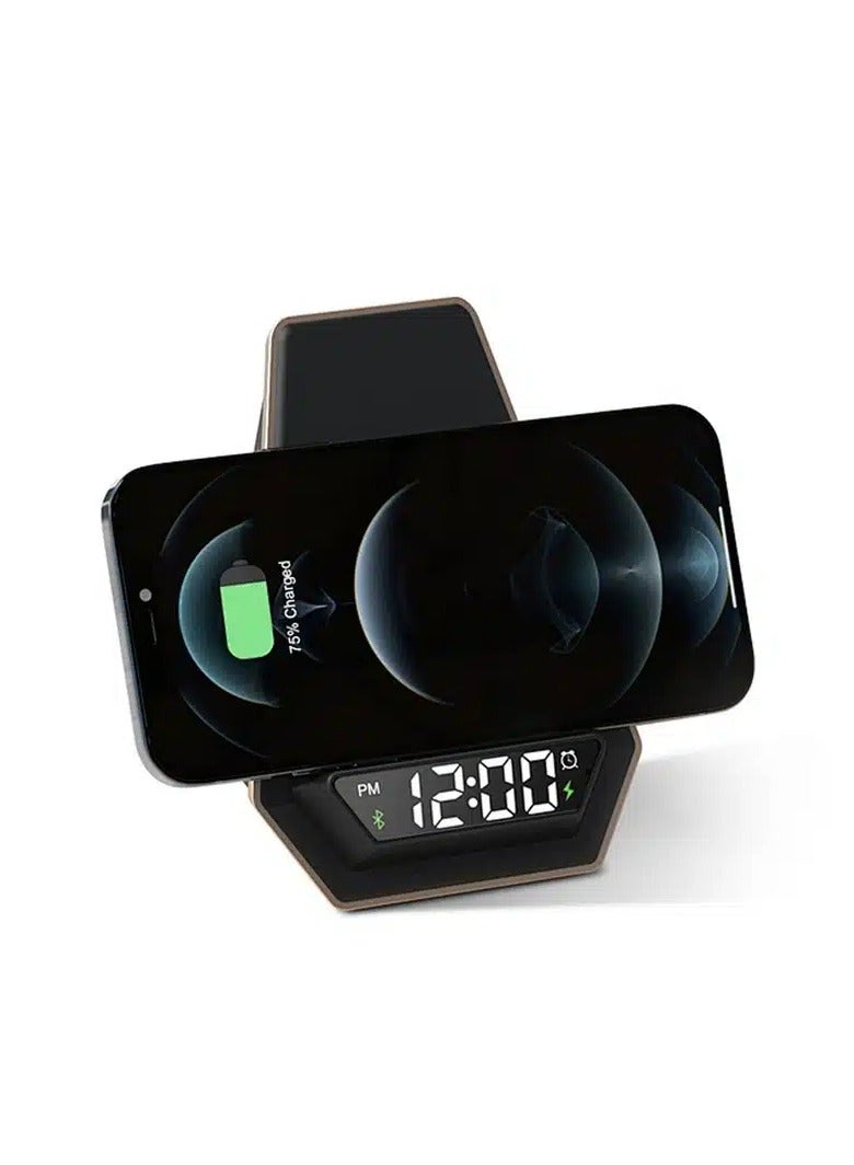 Wireless Charging 15W Radio Alarm Clock Bluetooth Wireless Speaker with LED  - Image 2