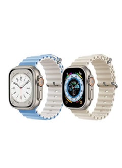 Trail Loop strap Blue/Gray Silicone Ocean Band Strap Black Set of 2 for Apple Watch Ultra 8 49mm
