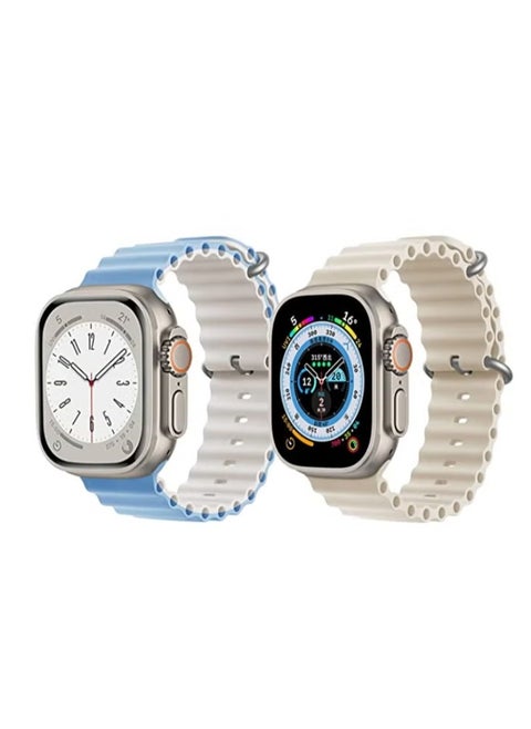 Trail Loop strap Blue/Gray Silicone Ocean Band Strap Black Set of 2 for Apple Watch Ultra 8 49mm