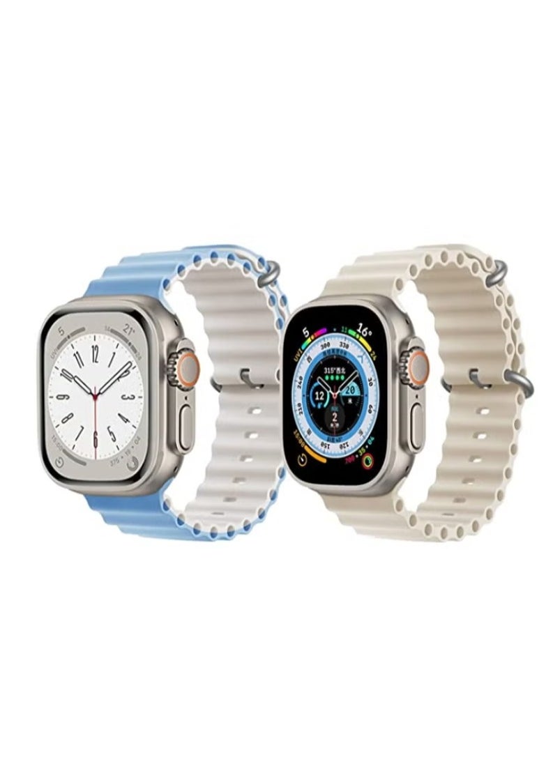 vesus - Trail Loop strap Blue/Gray Silicone Ocean Band Strap Black Set of 2 for Apple Watch Ultra 8 49mm - Image 1