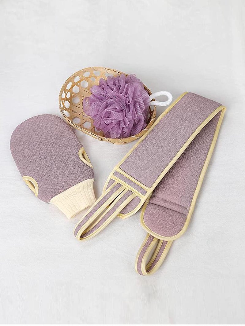 Incrizma Loofah sponge exfoliating gloves Back Scrubber 3-piece set for Shower, Spa, Massage and Body Scrubs, Dead Skin Cell Remover (Back Scrubber + Gloves + Sponge - Random Colours) - Image 2