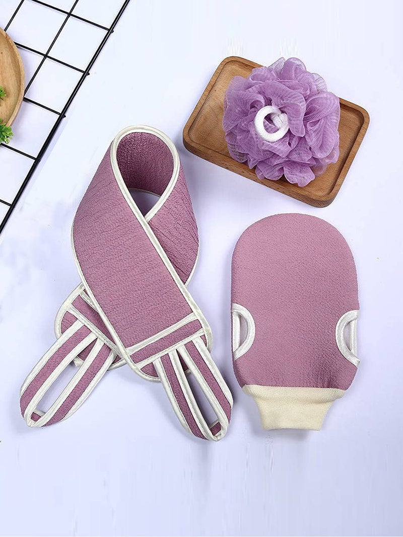 Incrizma Loofah sponge exfoliating gloves Back Scrubber 3-piece set for Shower, Spa, Massage and Body Scrubs, Dead Skin Cell Remover (Back Scrubber + Gloves + Sponge - Random Colours) - Image 3