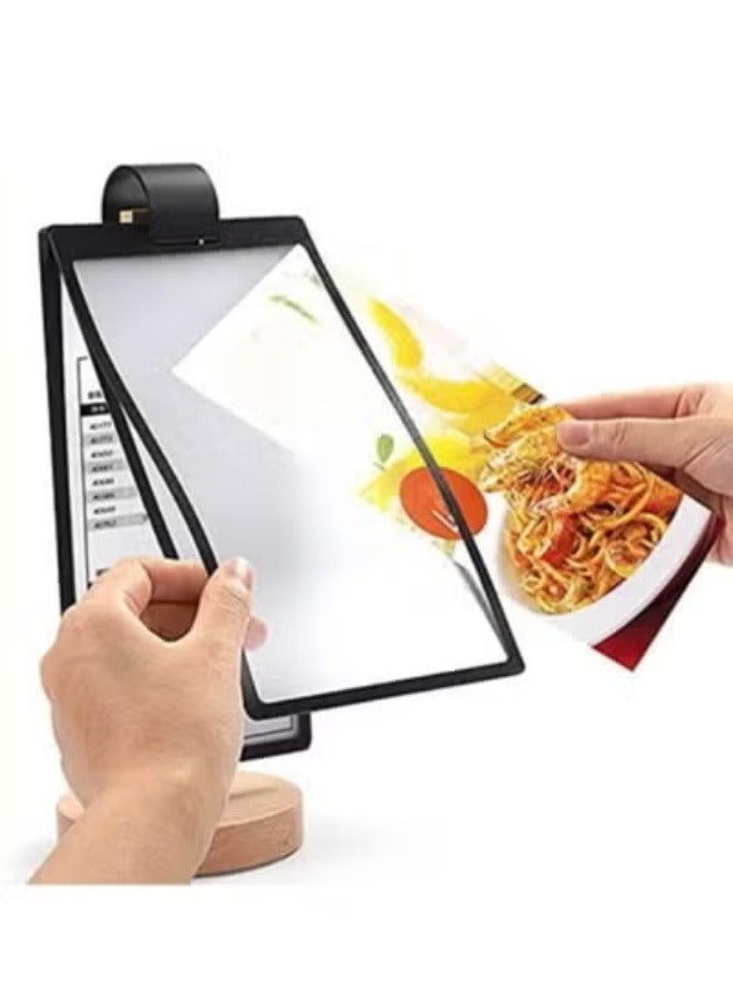 Eckek حامل لافتات أكريليك إيكك متعدد الصفحات، حامل لافتات قابل للتقليب، عرض قوائم مزدوجة الجوانب 5 صفحات - 10 جوانب، قاعدة خشبية لحامل لافتات على الطاولة - Image 5