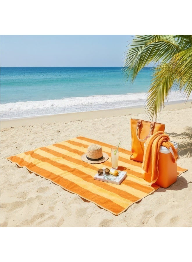 toãlla Beach Towel, 100% Egyptian Cotton ,size 90*153 cm ,Sunburst Reversible Stripe Design - Image 3