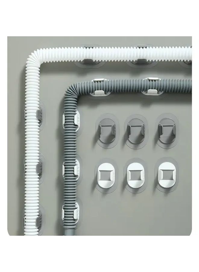 White 6pcs No Drill Washing Machine Hose Clamps Adjustable Plastic Cable Pipe Fasteners - Image 5