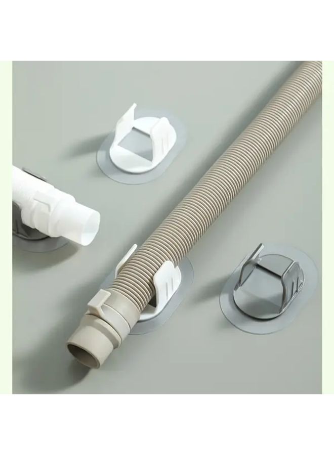 White 6pcs No Drill Washing Machine Hose Clamps Adjustable Plastic Cable Pipe Fasteners - Image 1