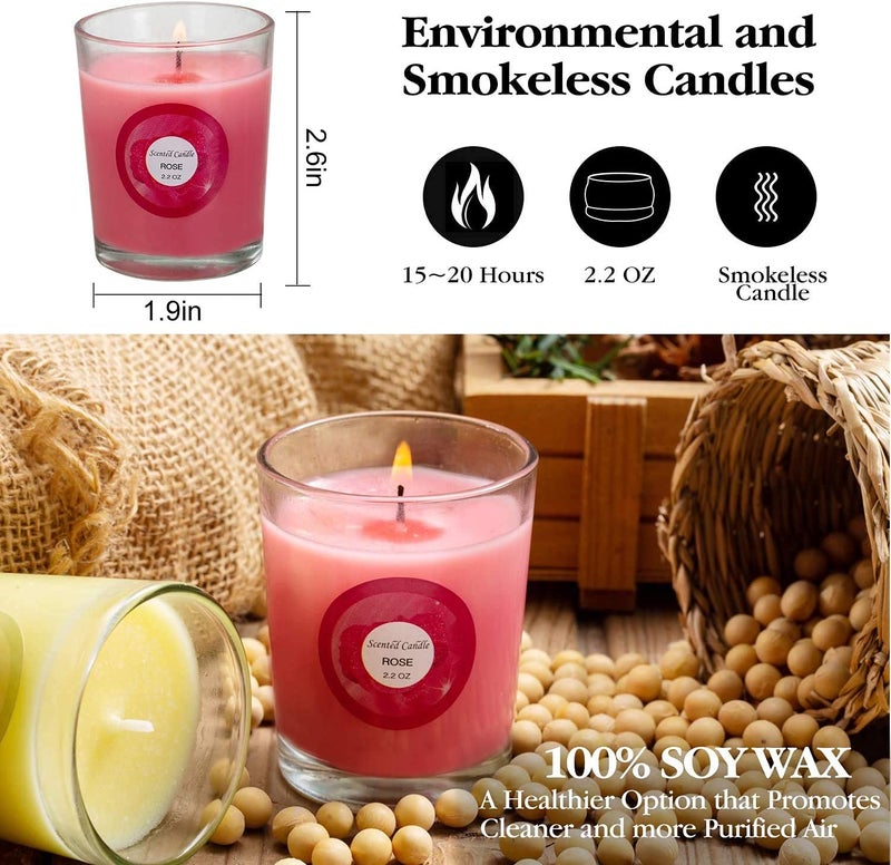 YOROXRG Scented Candles, Jasmine, Rose, Vanilla, Bergamot, fig, Lavender, Lemon, Spring,Strawberry, Rosemary, Aromatherapy Candles,Soy Wax Glass Jar Candle - 20 Pack - Image 3