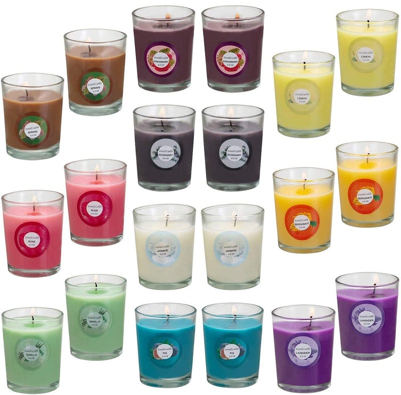 YOROXRG Scented Candles, Jasmine, Rose, Vanilla, Bergamot, fig, Lavender, Lemon, Spring,Strawberry, Rosemary, Aromatherapy Candles,Soy Wax Glass Jar Candle - 20 Pack - Image 1