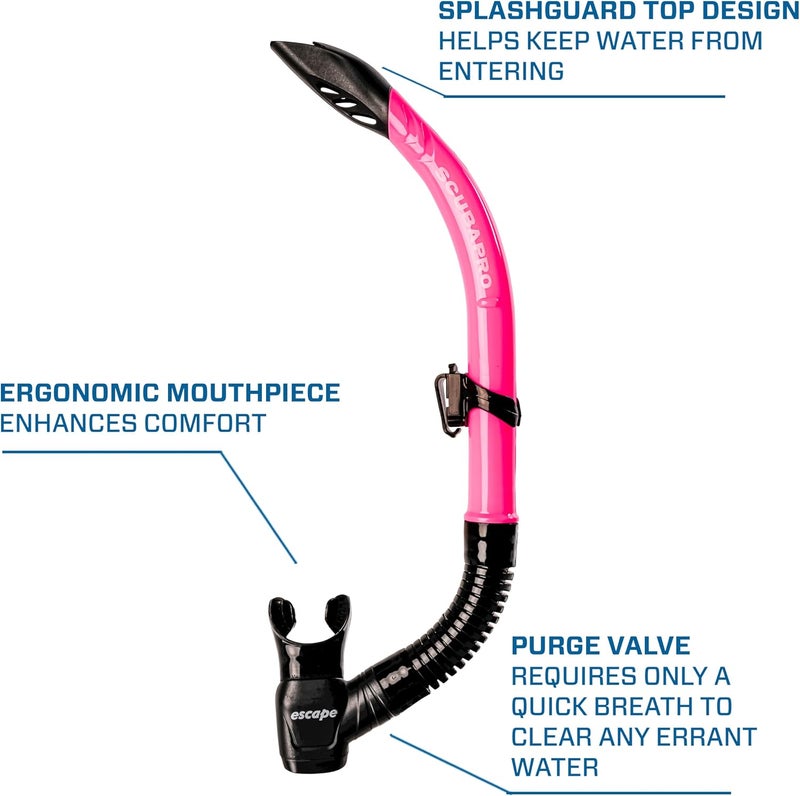 SCUBAPRO Escape Semi-Dry Snorkel, with Purge Valve and Splashguard Barrel-Top Design - Image 3