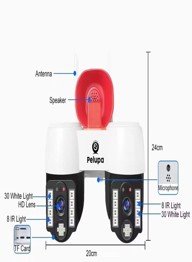 Pelupa كاميرا مراقبة بيلوبا ثنائية العدسة PTZ | كاميرا أمان IP بدقة 2K و4+4 ميجابكسل | كاميرا مراقبة لاسلكية بزاوية 360 درجة | كاميرا خارجية تدعم شبكة 4G WiFi | كاميرا لتتبع الأشخاص وكشف الحركة - Image 4