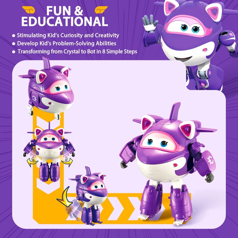 Super Wings - 5' Transforming Donnie Airplane Toys Vehicle Action Figure Plane to Robot,Suitable 3 4 5 year old Kids Fun Flying Toy Plane for Preschool Play and Birthday Gifts,Yellow - Image 2