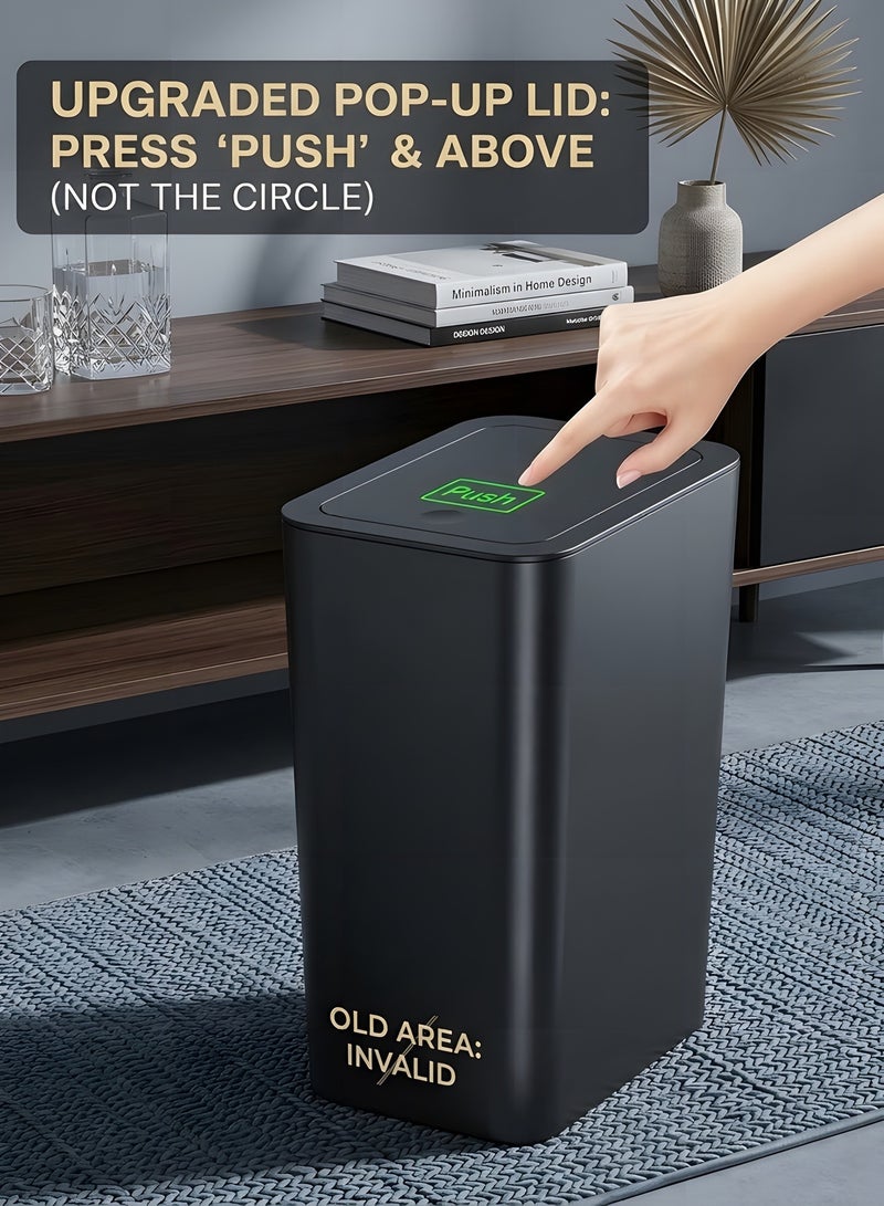 Beauenty 3 Pack 2.6 Gallon / 10L Bathroom Trash Can with Lid,Kitchen Garbage Can Small Trash Bin Waste Basket for Bathroom,Kitchen,Bedroom,Living Room,Office (Black) - Image 5