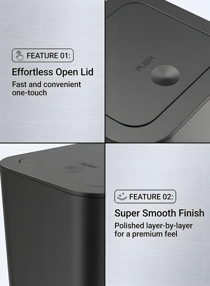 Beauenty 3 Pack 2.6 Gallon / 10L Bathroom Trash Can with Lid,Kitchen Garbage Can Small Trash Bin Waste Basket for Bathroom,Kitchen,Bedroom,Living Room,Office (Black) - Image 2