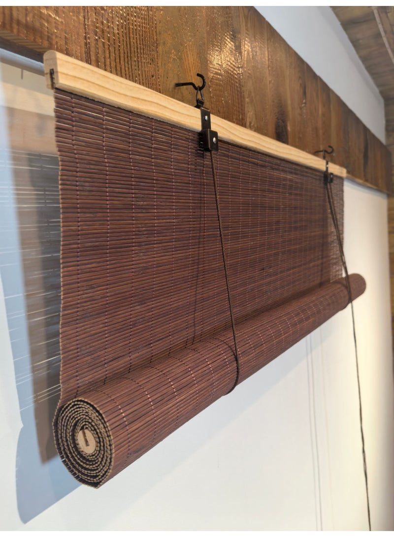 ابلس ستائر بامبو من الخيزران الطبيعي  لون اساسي بني سهلة التركيب  معها ادوات التركيب - Image 1