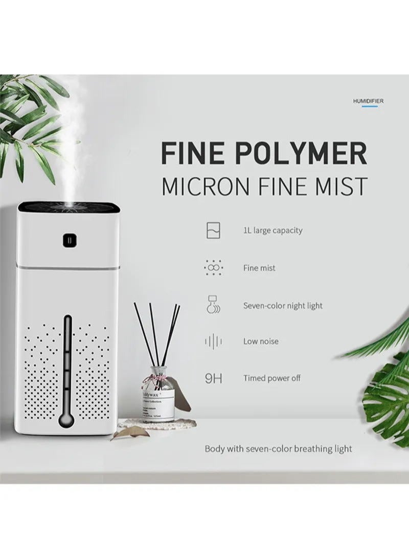 مرطب هواء محمول بمصباح LED ليلي 1000 مل 3 وات KS-601 أبيض / أسود - Image 2