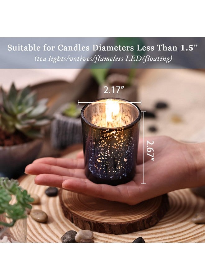 Volens Volens Navy Votive Candle Holders Set of 12, Speckles Mercury Glass Tealight Candle Holder Bulk for Table Wedding Centerpiece, Navy Blue and Gold Themed Party Decorative & Home Decor  - Image 5