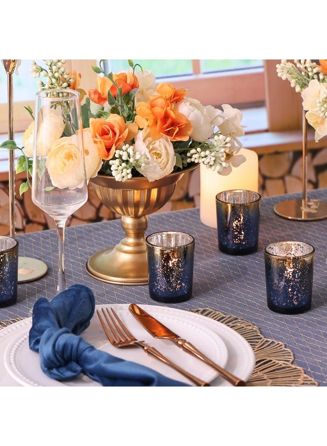 Volens Volens Navy Votive Candle Holders Set of 12, Speckles Mercury Glass Tealight Candle Holder Bulk for Table Wedding Centerpiece, Navy Blue and Gold Themed Party Decorative & Home Decor  - Image 4