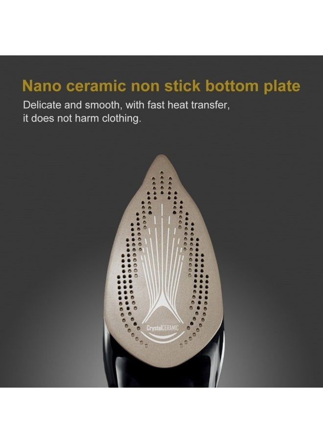 GGEROU Portable Anti Drip Clothes Iron Steam with Non Stick Ceramic Soleplate 2400W Green  - Image 3