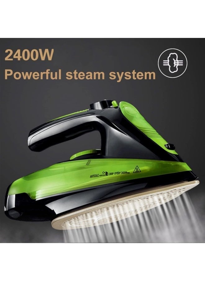 GGEROU Portable Anti Drip Clothes Iron Steam with Non Stick Ceramic Soleplate 2400W Green  - Image 4