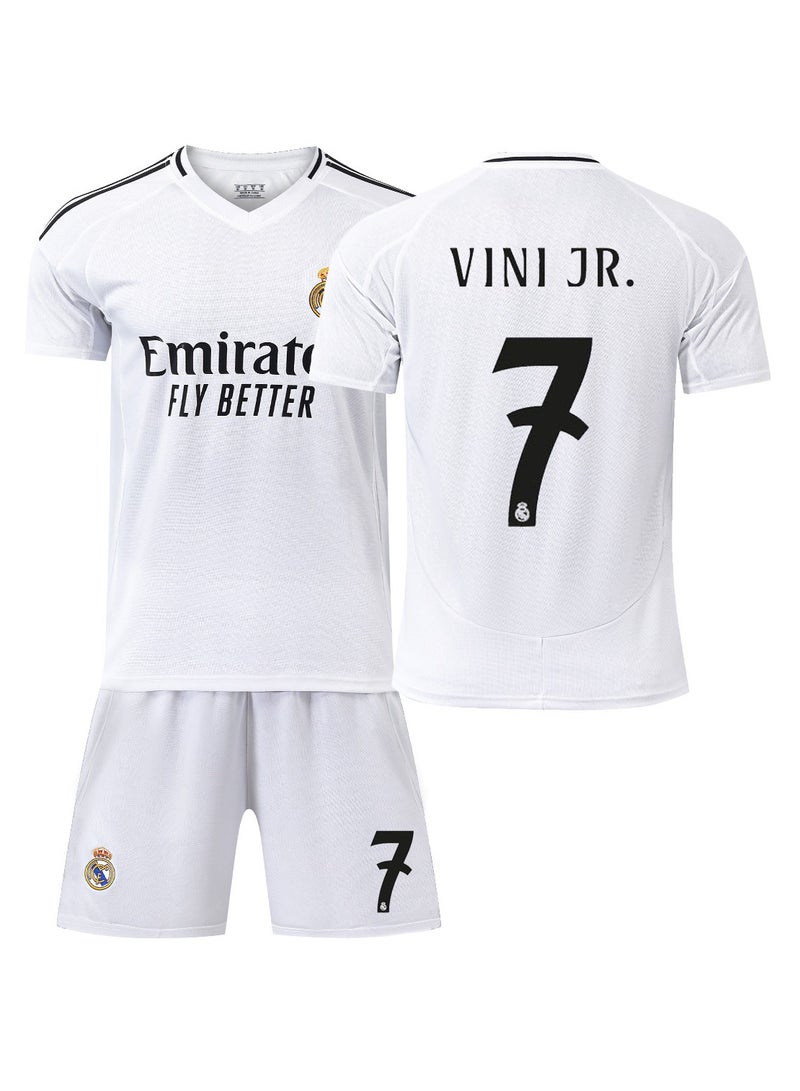 New Season 2-Piece Children's Football Jersey Set, Real Madrid Home Cristiano Ronaldo #7 Jersey, Children's And Youth Sizes, Football Jersey Gift Set