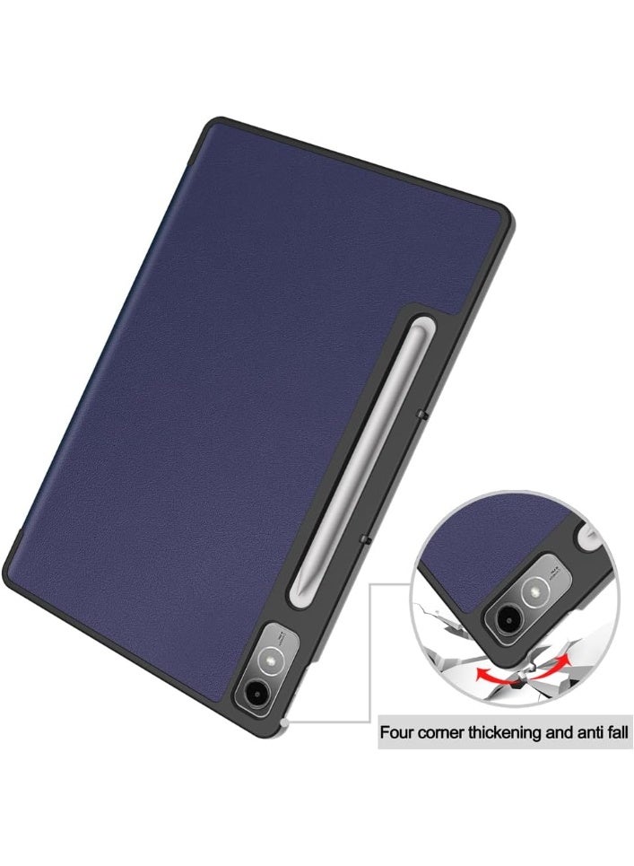 جراب متوافق مع Lenovo Tab P12 (12.7 بوصة) 2023 (TB370FU/TB371FU) مع وظيفة الحامل، غطاء ذكي مع خاصية السكون والاستيقاظ التلقائي، جراب واقٍ من مادة TPU المضادة للخدش - أزرق - Image 4
